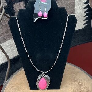 Paparazzi Pink and Silver Necklace with Pendant